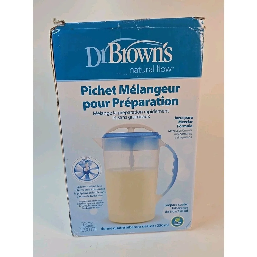 Dr. Brown's Natural Flow Formula Mixing Pitcher 32 oz (Blue) -New -  Open Box